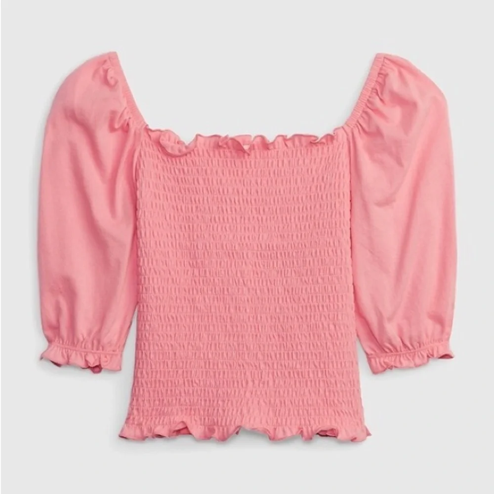 Gap Pink Smocked Puff Sleeve Top Kids Girls